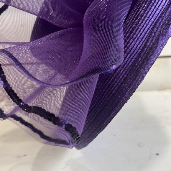Royal Purple Fancy Kentucky Derby Hat w/ Mesh Bow & Sequins- Sunday Easter Hat - Picture 5 of 13